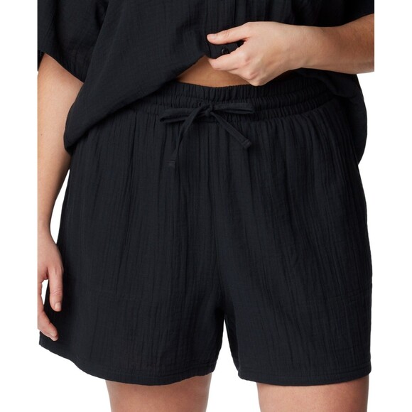 Columbia Pants - Columbia Plus Size Holly Hideaway Cotton Breezy Shorts, Black, 1X